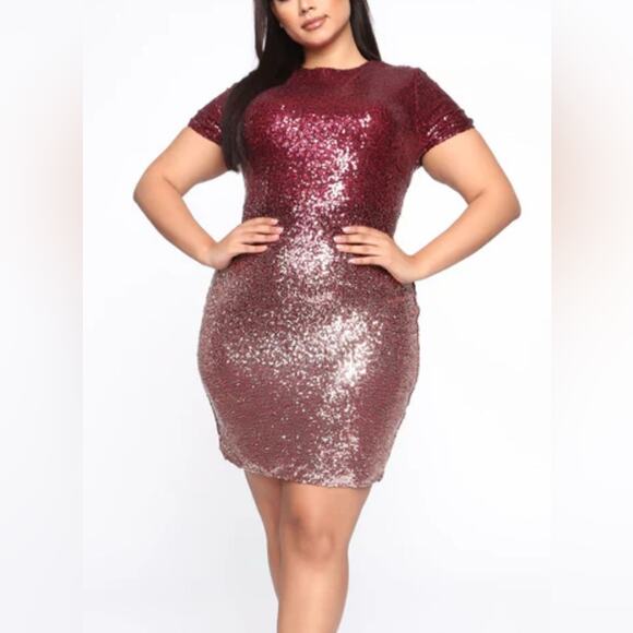 Fashion Nova Burgundy and Silver Sequin Mini Dress - Picture 2 of 7